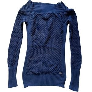 Guess | Long Waffle Knit Navy Sweater | Size S